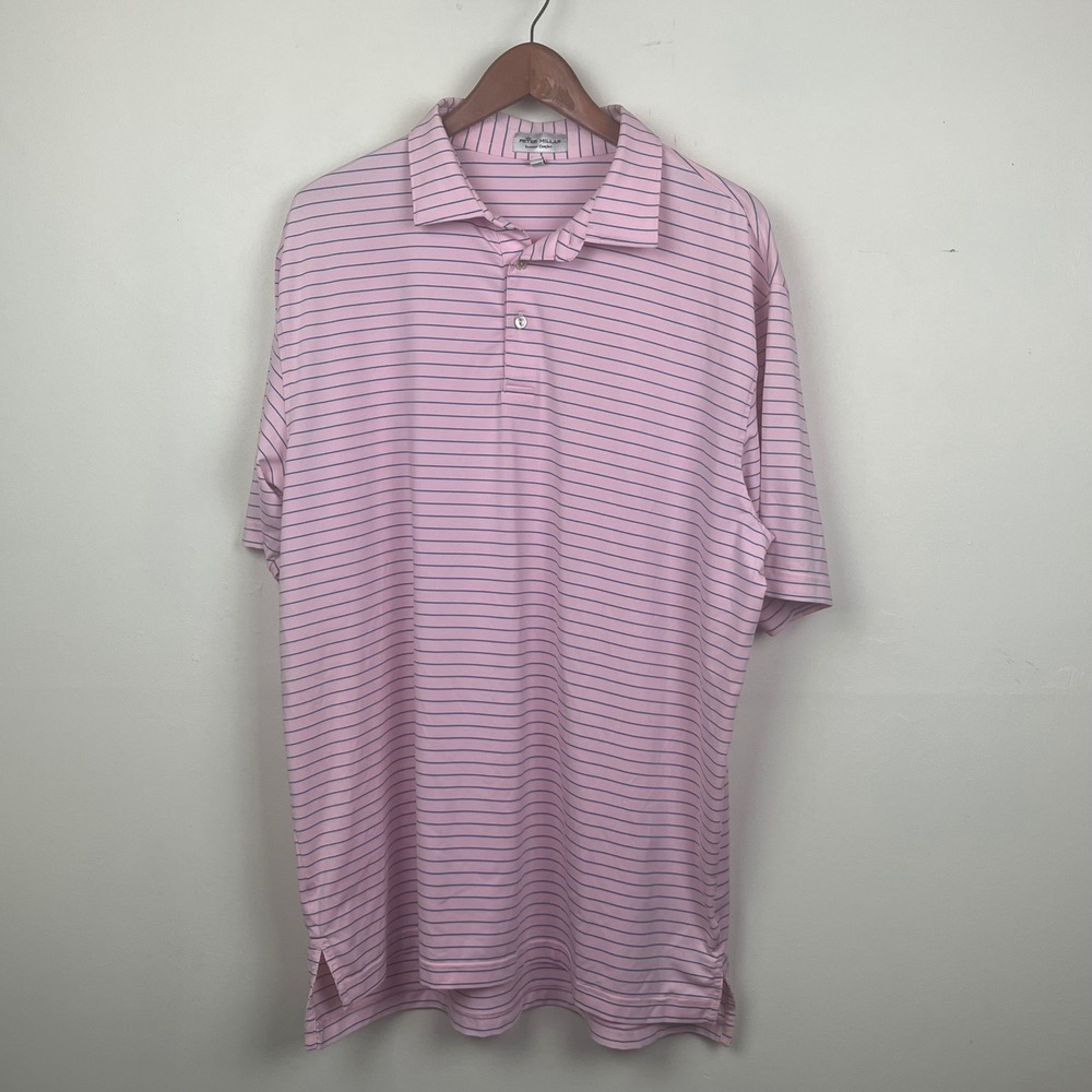 Peter Millar Summer Comfort Polo XL Pink Striped Heritage Prep Golf MS19EK10S